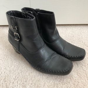 Covington Tyler black booties w buckle detail